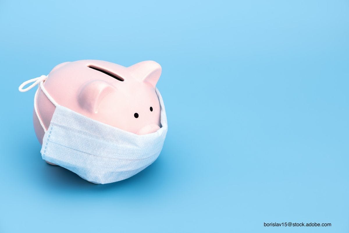 piggy bank with face mask