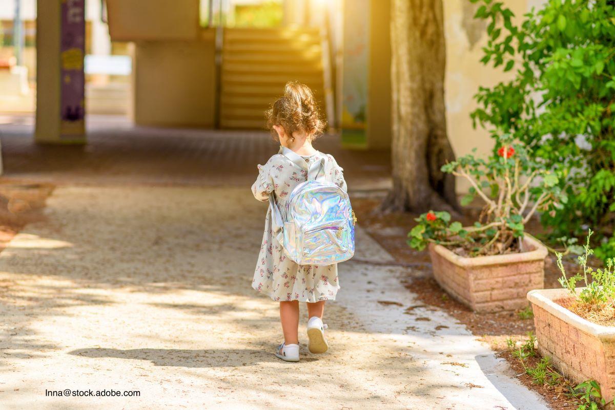 child on first day of kindergarten